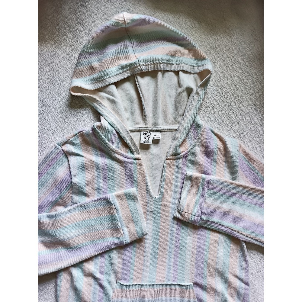 Roxy Girl Striped Hoodie Pastel Baja Pullover Size L 14/16 25RSSHB12X-101-PC
